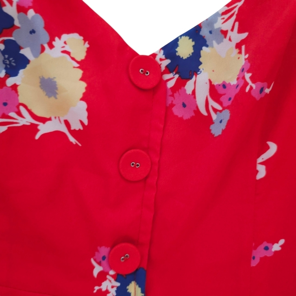 Modcloth Vibrant Red Floral Mini Dress - Picture 5 of 9